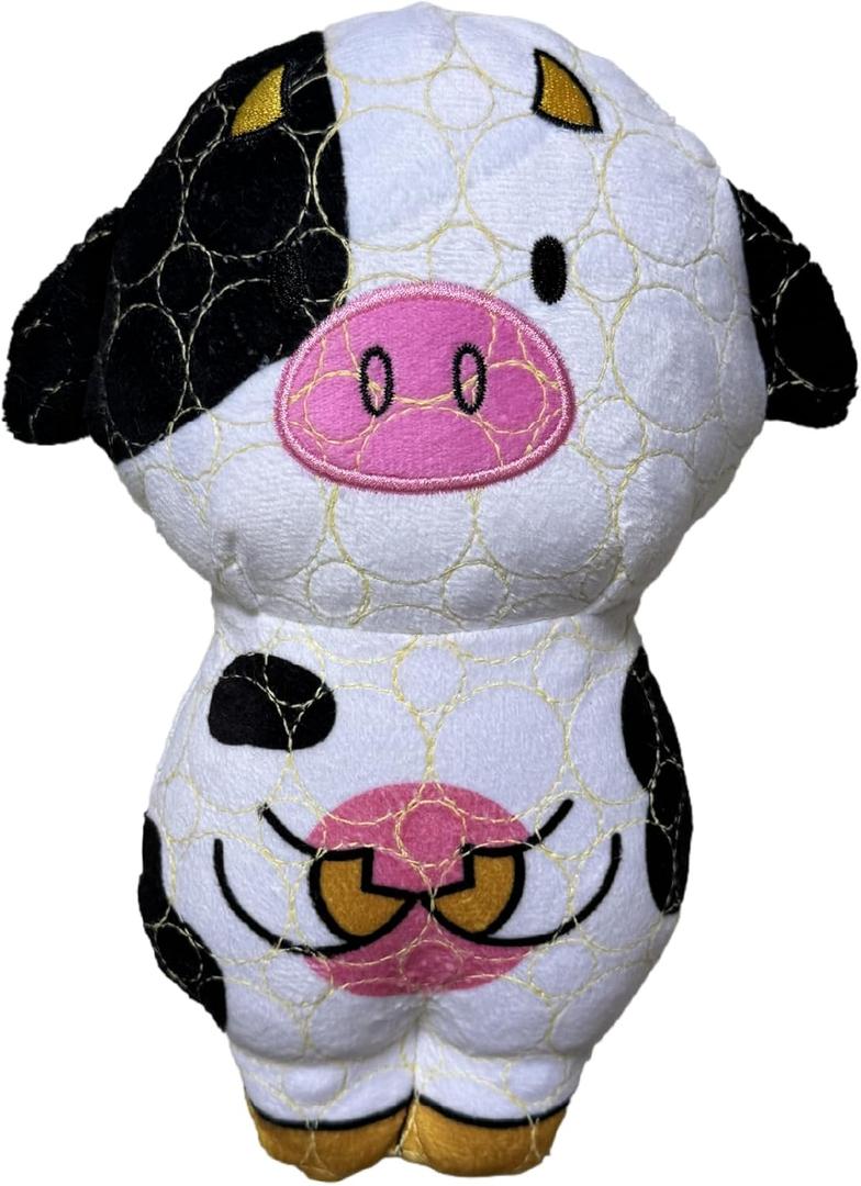 Bite Force -Durable & Strong Dog Toy Cow with Squeaker, Kevlar-Reinforced for Aggressive Chewers for Small Medium Large Dogs - White and Pink.