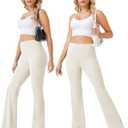 keriffe Women's Flare Yoga Pants High Waisted Tummy Control Leggings Workout Casual Bootcut Pants (Beige), XXL