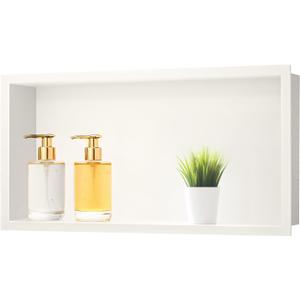 SaniteModar Shower Niche, Stainless Steel Shower Niche No Tile Needed, Recessed for Bathroom Storage (Warm White, 24" x 12")