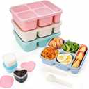 Bento Box Adult Lunch Box 5 Compartment Snack Containers for Kids, Reusable Food Storage Meal Prep Lunch Containers - Stackable BPA-Free Wheat Straw Bento Box for School, Work, Travel (4 Pack)