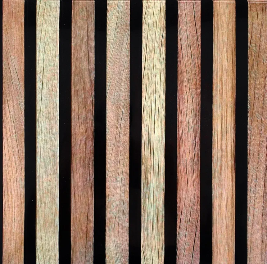 30 Pcs Faux Wood Slat Peel and Stick Wallpaper Tiles, 11.8"x11.8" Ultralight PVC Self-Adhesive Wallpaper Decals Wall Decor for Bedroom, Bathroom, Kitchen Backsplash, Farmhouse Interior