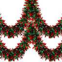 33 Ft Christmas Tinsel Garland Shiny Thick Red and Green Tinsel Decor Xmas Tree Decorations Metallic Twist Foil Garland for Christmas Party Home Stairs Indoor Outdoor Supplies