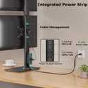 Dual Monitor Stand with Built-in Power Outlet, Vertical Stack Freestanding Monitor Mount for 13-32 inch Flat Curved Computer Screen, Metal Base, Height Adjustable, Max VESA 100x100mm