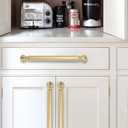 10 Pack 5 inch(128mm) Center to Center Brushed Brass Cabinet Pulls Satin Brass Solid Cabinet Hardware Heavy-Duty Drawer Handles Kitchen Cabinet Pulls Drawer Kitchen Cabinet Hardware