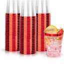 DaYammi 100 Pack Red Plastic Cups 10 Oz Clear Red Rimmed Plastic Cups for Party Fancy Disposable Cup for Wedding Disposable Glasses Clear Tumblers with red Rim for Party Elegant Wine Cocktail Cup