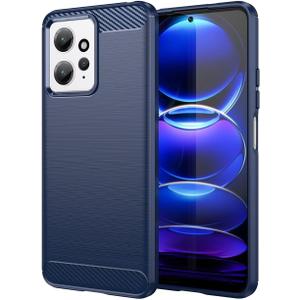 Case for Xiaomi Redmi Note 12 Case, 23021RAAEG 23021RAA2Y Case, Ultra Slim Phone Cover with Shock-Absorption Carbon Fiber TPU Rubber Protective Cases for Xiaomi Redmi Note 12 4G Navy Blue
