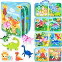 JoyCat Toddler Dinosaur Busy Book, Busy Board for 2 3 4 5Year Old -Travel Toy Quiet Activity Book, Life Skills & Fun Games - Autism Sensory Toy, Toddler Easter Basket Stuffers Gifts