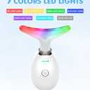 Red-Light-Therapy-for-Face-and-Neck, 7 Color Face Massager Tool for Wrinkles, Double Chin, Vibrating Facial Massager with Thermals for Skin Care, Glossy White