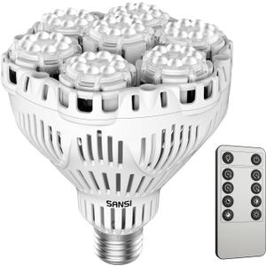 SANSI Dimmable Grow Light Bulb Full Spectrum, High PPFD 40W (600 Watt Equiv) with Remote, Auto On Off Timing 4 8 12 Hrs, Energy Saving Plant Light Bulb with E26 Base for Indoor Plants