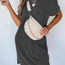 Acelitt Womens Casual Summer Crewneck Short Sleeve Ribbed Mini Tshirt Dress, XS-3XL