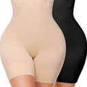 BESTENA Tummy Control Shapewear High-waist Women Shapewear Shorts Thigh Slimming Body Shape, Small, Black, Beige