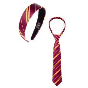 Halloween Costume Accessories Women Vivid Burgundy Red and Yellow Stripe Headband Tie Adult Cosplay Party Hair Accessory