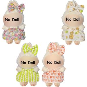 17cm Doll Clothes 4 Set Dress- 6.7 Inches Cute Dress, Suitable for 17cm Plush Dolls, Dress-Up Accessories (Doll Not Included)-Style 1