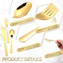 Dandat 300 Pcs Gold Silverware Set Stainless Steel Set with Dinner Forks Knife Spoon Dessert Forks Steak Knives Cutlery Flatware for 60 Guest Wedding Dinner Party Restaurant Home Holiday Party