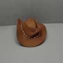Verdusa Women's Western Cowboy Hat Rhinestone Wide Brim Cowgirl Hat (Brown)