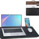 Portable Laptop Desk Fits Up to 16'' Laptops, with Tablet Slot, Built-in Cushion, Great for Home & Office,Lap Desk for Laptop,Lap Desk with Cushion (Black, Large)