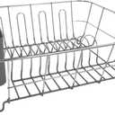 Dish Drying Rack & Cutlery Holder 2 Piece Set - Compact Sink-Fitting Dish Drainer with Rubberized Undercoating, Space-Saving Kitchen Organizer for Plates, Cups, Bowls & Utensils in Sink, Gray