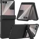 Maxdara for Z Flip 7 Case, Galaxy Z Flip 7 Case with Hinge Protection & Hidden Foldable Kickstand & Built-in Screen Protector, Support Wireless Charging Shockproof Phone Cover, Black