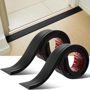 Blulu 2 Pcs 0.7" Rise Threshold Ramps for Doorways Self Adhesive Rubber Ramps for Door Adjustable Cuttable Rubber Door Threshold Ramp for Wheelchair Stroller Scooter (Black, 39 '' L x 2.76'' W)