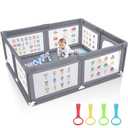 Baby Playpen for Babies and Toddlers, 71x60 Inches Thickening Tube Baby Playards Kids Activity Center with Anti-Slip Suckers Tear-Resistant Mesh (Dark Grey)