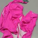 Eomenie Womens Halter Tankini Bathing Suit Ruched Tummy Control Two Piece Swimsuit with Bottom (X-Large, Hot Pink)