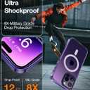 TORRAS Ultra Shockproof Magnetic Designed for iPhone 14 Pro Case, [12FT Military Grade Protection] [Compatible with MagSafe] Non-Yellowing Double Bumper Translucent Phone Cover, Glittery Purple