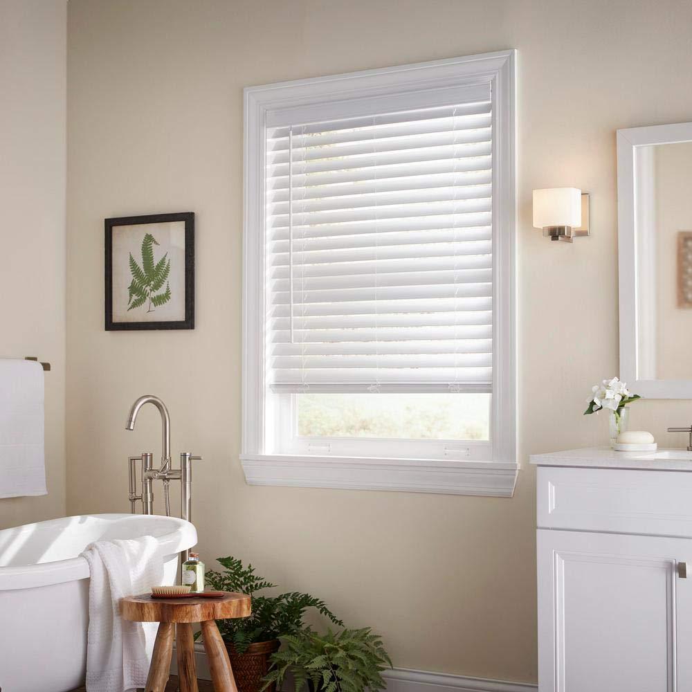 Home Decorators Collection White Cordless 2 in. Faux Wood Blind - 72 in. W x 64 in. L (Actual Size 71.5 in. W x 64 in. L)