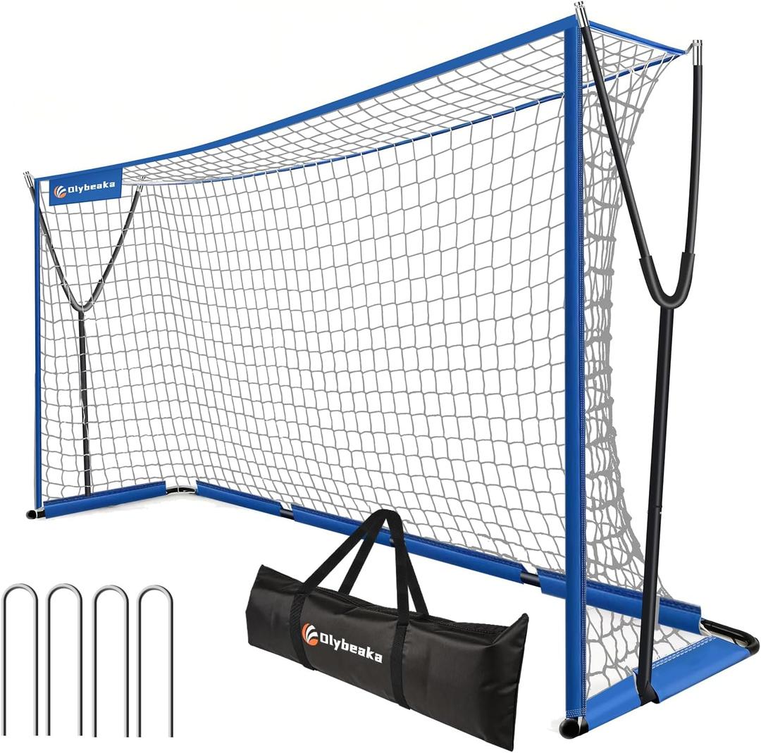 Soccer Net 12x6 ft, Soccer Goal for Backyard with Ultra Stable Outward Angled Metal Frame, 7-ply Tetoron, Portable Carry Bag - Easy Set Up for Youth & Adult Indoor Outdoor Practice