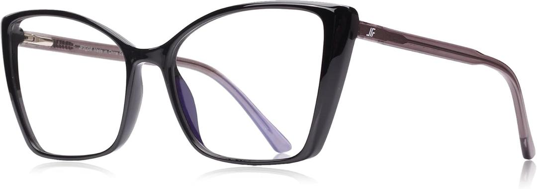 Women's Blue Light Blocking Glasses, Trendy Cat Eye Computer Gaming Glasses Anti Eyestrain & UV Glare RF6204 (Black Cateye Frame)