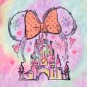 CM C&M WODRO Magical Kingdom Shirt Baby Girl Magic Castle Bow Tie-Dye T-Shirt Kids Fairy Tale Short Sleeve Summer Tee Tops(Tie-Dye 3,2-3 Years)