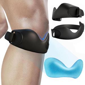 Patella 2 Pack Silicone Patellar Tendon Support Strap for Jumpers Knee, Patellar Tendonitis, Pain Relief, Band, Knee Strap for Running, Hiking, Basketball, SoccerVolleyball, Tennis, Workout (Black), One Size