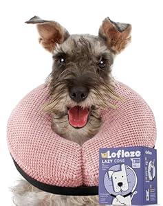 Loflaze Soft Inflatable Dog Cone Collar for Small Medium Large Dogs - Neck Donut E Collar Alternative for Recovery After Surgery - Pink M
