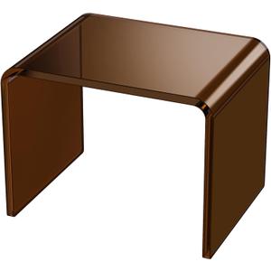 Acrylic Step Stool Small Clear Acrylic Foot Stool for Bathroom Bedroom Kitchen with Non-Slip,Holds Up to 250lbs (Dark Brown, 12.6'' x 9'' × 9.8'')