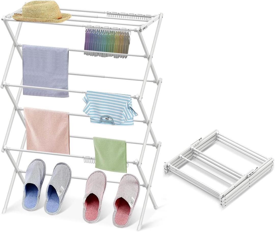 Clothes Drying Rack Household Indoor, Foldable Drying Rack Clothing for Laundry - 40" x 28.8" x 14.2", Space Saving Indoor&Outdoor, Pure White-1pack