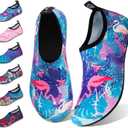 2x WateLves Water Shoes for Womens Mens Barefoot Quick-Dry Aqua Socks for Beach Swim Surf Yoga Exercise Camping Must Haves (Flamingo Leaves, 36/37)