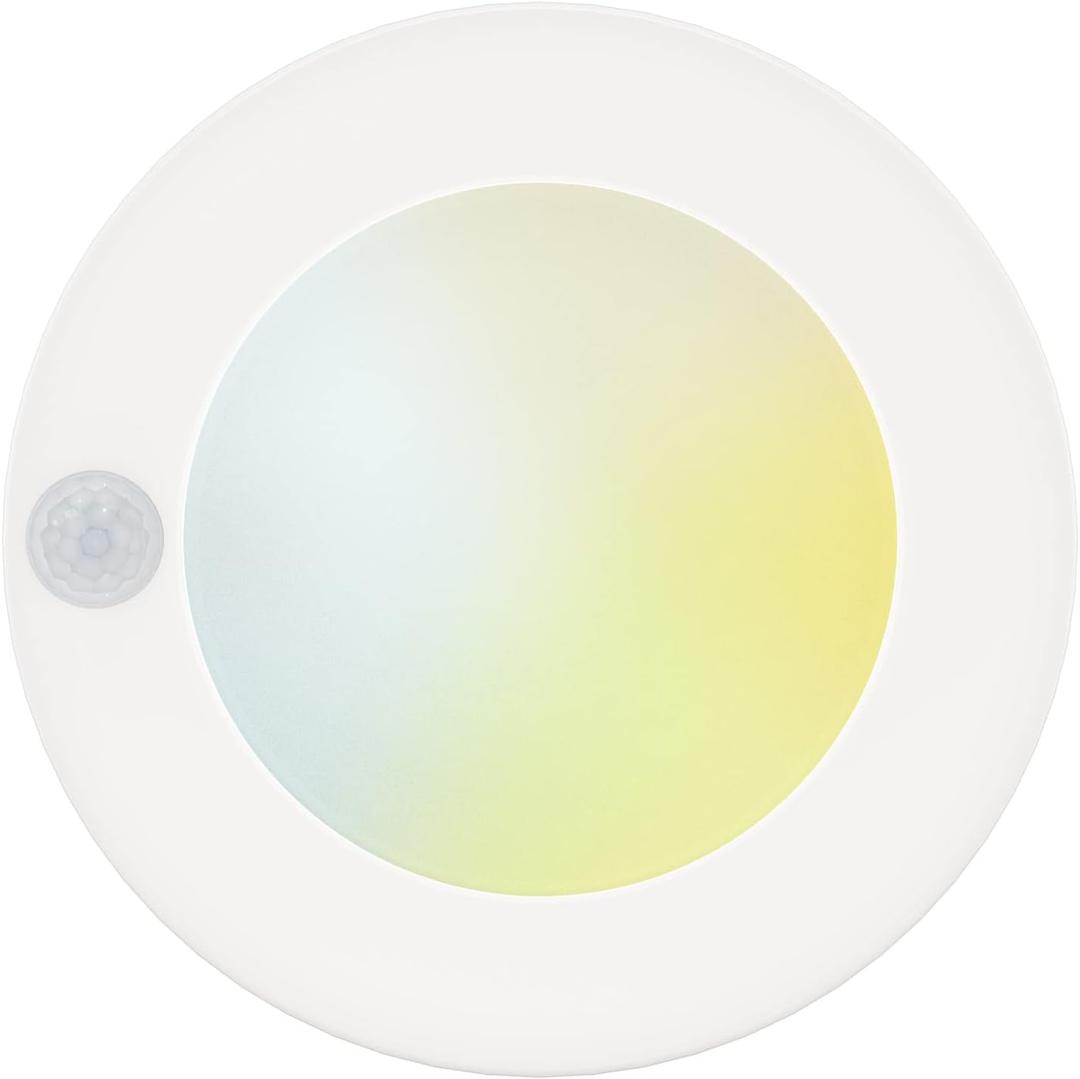 4 Inch Field Selectable 5CCT LED Motion Sensor Ceiling Light, 120V Wired Closet Light, 10 Watts, 600Lm, CRI80+, Non-dimmable, ETL Certified, Wet Location, Round/White, 1 Pack