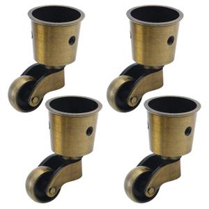 Semetall 4pcs Metal Swivel Round Cup Caster 2.52-Inch Height Swivel Wheel Caster for Furniture Chair Table,Bronze