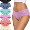 TANSTC Womens Underwear Low Rise Cotton Hipster Panties Soft Stretch Briefs Breathable Ladies Underpants 6 Pack, L