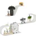White Floating Shelves Set of 3, White Metal Decor, Unique Mounted Floating Shelf, Modern Long Wall Shelf, Large Wall Shelves for Bedroom, Bathroom, Living Room