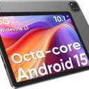 HUIHUANG 10.1 Inch Tablet, Android 15 Tablets 12GB(4+8) RAM / 64GB ROM / 1TB SD Card Expansion, 1280x800 IPS HD Touchscreen, 6000mAh Battery, Bluetooth 5.0, Dual Cameras, GMS, Dual Band WiFi, Black
