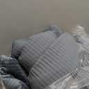 EVERGRACE Velvet Quilt Set Queen Size, Luxurious Soft Striped Channel Bedding Set, Lightweight Velvet Comforter for All Season, Oversized Bedspread Coverlet with 2 Matching Shams, Dusty Blue