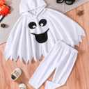 Noubeau Toddler Baby Boys Girls Halloween Costume Ghost Cloak Hooded Top Black Pants Boo Spooky Ghost Costume Cosplay Clothes (12-18 Months, White-1)