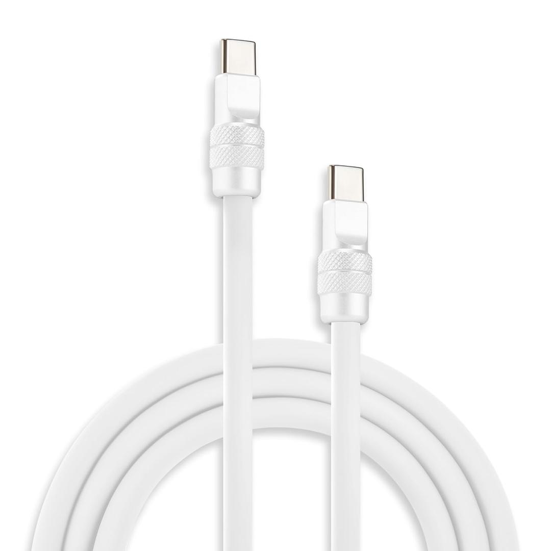 chubbycable Chubby 2.0 USB C 240W Fast Charging Cable Silicone Soft Durable USB C Cable Extra Thick Charger Cord Compatible with iPhone 17-15 Series iPad, White+White, Type-C to Type-C, 9.8FT