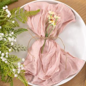 25pcs Dusty Pink Easter Cheesecloth Napkins Spring Washable Boho Rustic Gauze Table Cloth Napkins Bulk 21x21 Inches for Wedding Party Bridal Baby Shower Birthday Table Decor