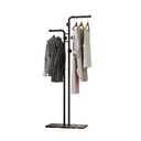 HKaikzo Double-pole Coat Rack Freestanding, Modern Metal Coat Racks Hanger Stand with 5 Hooks and Natural Marble Base, for Bedroom, Office, Hallway, Entryway, Living Room Gold