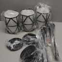 3 Pack Pendant Light Kitchen Island Pendant Light, Stem Rod Hanging Light with Spiral Cage Frosted Glass Shade, Black Modern Indoor Hanging Lamp