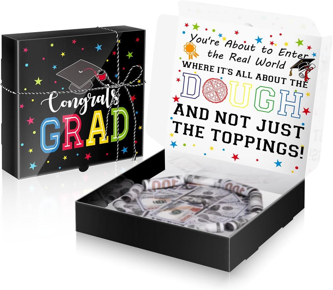 5 x Graduation Pizza Money Box for Cash Gift Money Holder Funny Pizza Gift Boxes for Surprise Holder Graduation Season Grad Party Supplies (Cash Not Include)(Black)