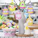 12 PCS 3D Easter Eggs Felt Ornaments for Tree Colorful Spring Eggs Felt Hanging Decoration with Rope Decorative Egg Felted Ornament Supplies for Easter Basket Stuffers Spring Party Decor Garland Craft