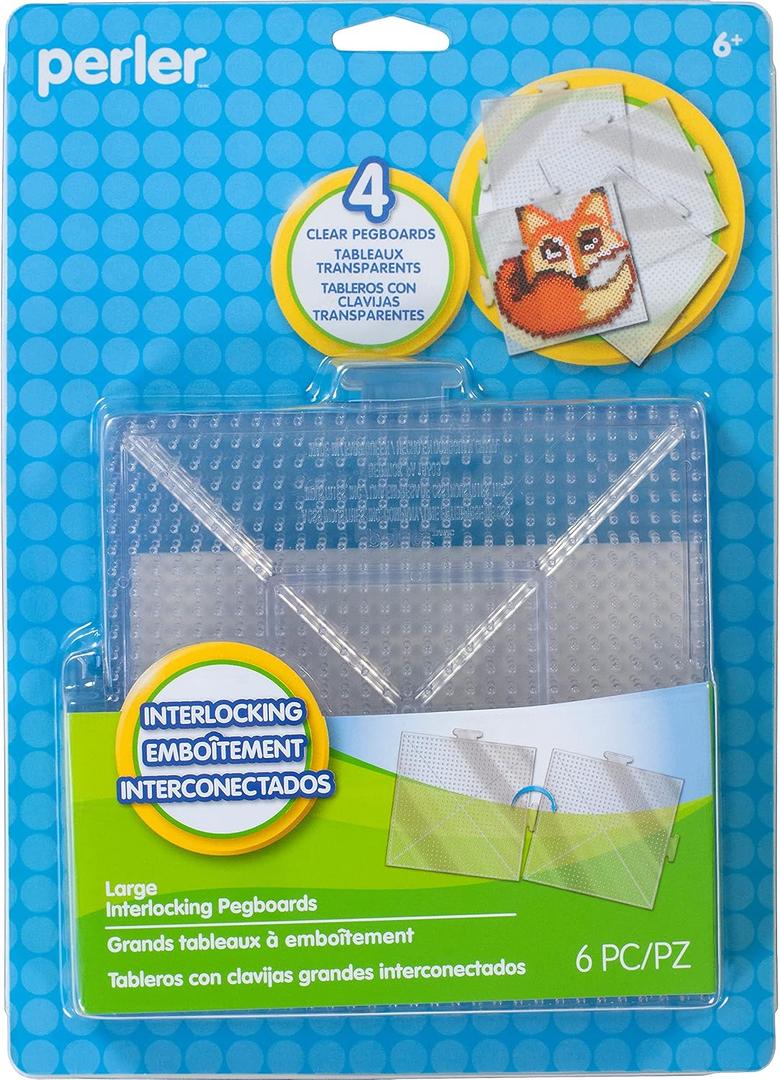 Perler Beads Large Square Pegboards for Kids Crafts, 4 pcs