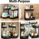 ARSTPEOE Under Sink Organizer - 2 Packs Multi-Purpose Pull-Out Storage Organizers, Slide out Pull out Metal Cabinet Organizer Shelf, Storage for Kitchen Bathroom, Black